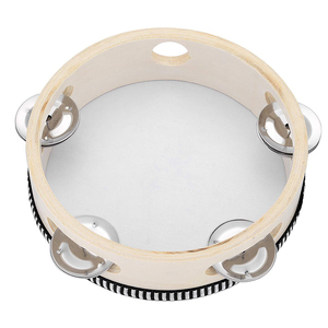 Tambor de Percussão de Bétula Portátil de 6 Polegadas com Sinos de Metal para Crianças, Instrumento Musical Educacional - Product Image 2