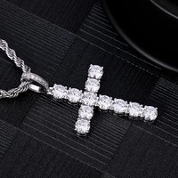 CAOSHI Colliers tendance en acier inoxydable avec chaînes torsadées, pendentifs croix en zircon cubique, laiton, couleur or et argent, pour femmes et hommes