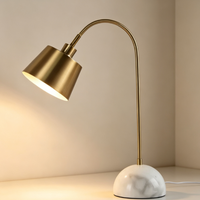 Lampe de lecture Edison moderne à intensité variable pour hôtels et salons, lampe de table en laiton avec base en marbre, abat-jour en métal, corps en fer, alimentation électrique