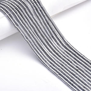 Cuentas de hematita de piedra natural planas circulares y espaciadas sueltas galvanizadas para la producción de joyas - Product Image 5