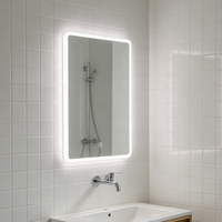 Nouveau Miroir LED de Salle de Bain Rectangulaire Moderne Sans Cadre NewThingLine 50x30cm IP44 Sans Cuivre Écologique HD Argenté