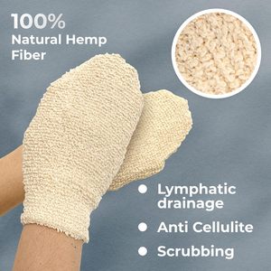 Gants de bain en chanvre naturel pour exfoliation de la peau, <span class=keywords><strong>gant</strong></span> de toilette pour gommage corporel et nettoyage, luffa doux pour hommes et femmes - Product Image 3
