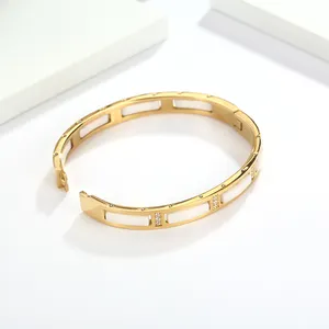 Luxury Gold Rose Gold Stainless Steel Ceramic Bracelet For Women's Jewelry