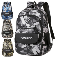 Sac à dos pour ordinateur portable 15,6 pouces en tissu Oxford imprimé camouflage, résistant à l'eau, multi-compartiments, pour l'école, les voyages et le quotidien