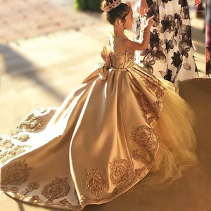 Wholesale Puffy White Dresses Crystal Embellished Satin Fabric | Alibaba.com