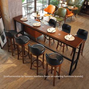 Moderno in legno massello tavolo da <span class=keywords><strong>Bar</strong></span> alto banco in ferro arte sedie alti <span class=keywords><strong>sgabelli</strong></span> da <span class=keywords><strong>Bar</strong></span> per <span class=keywords><strong>Bar</strong></span> e uso domestico elegante <span class=keywords><strong>Bar</strong></span> mobili di Design - Product Image 2