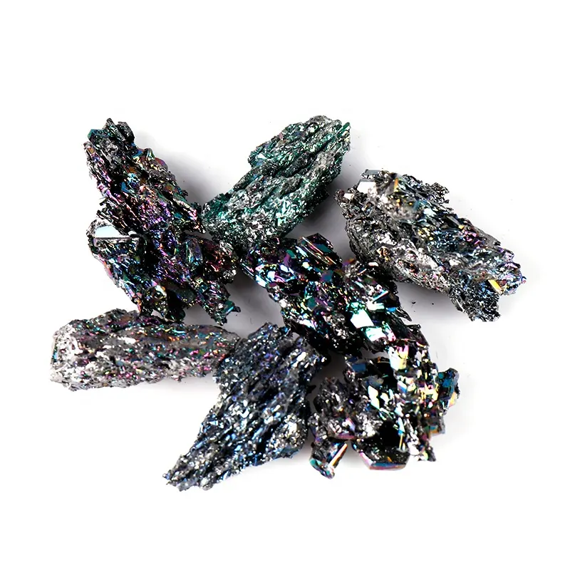 Indah Pelangi Mengkilap Bijih Merak Cluster Silikon Karbida Carborundum Batu Cluster Spesimen Mineral Kristal Mentah