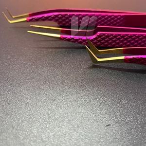 Pince à épiler à sourcils pointue or violet transparent de haute qualité Logo personnalisé acier inoxydable durable japonais pour cils - Product Image 3