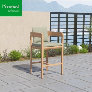 Conjunto de Muebles de Exterior de Teca Duradera, Madera Maciza Natural, <span class=keywords><strong>Taburetes</strong></span> de Bar <span class=keywords><strong>y</strong></span> Mesa Alta para Jardín con Cojín Impermeable - Product Image 5