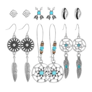 Pendientes Colgantes de Moda, Plata Tibetana con Circonita, Pendientes de Gota para Mujer, Joyería de Fiesta, Estilo Boho, Diseño de Pluma, Imitación de Perla - Product Image 4