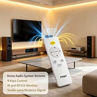 Télécommande sans fil JCXK 9 touches IR et RF433 en plastique ABS pour système audio domestique, OEM ODM, fourniture d'usine personnalisée