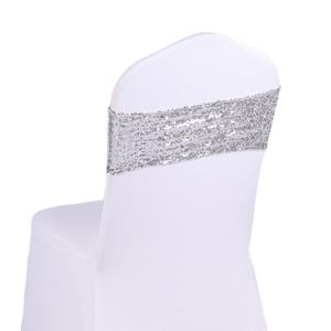 Wholesale <b>Top</b> Fashion Rose Gold Sequin Spandex Chair Sashes Wedding Decorative Covers for Banquets & Home Use - Product Image 1