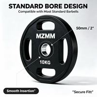 Disque de poids réglable en acier recouvert de caoutchouc à quatre trous de 50 mm pour poignée de 50 mm, idéal pour l'entraînement de force en salle de sport
