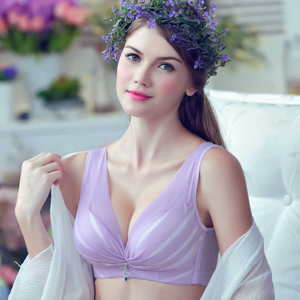 Women's <strong>No</strong> Underwire Thin <strong>Bra</strong> Cover Plus Size 3/4 Cup Solid Pattern Thongs <strong>Bra</strong> Breathable Eco-Friendly - Product Image 1