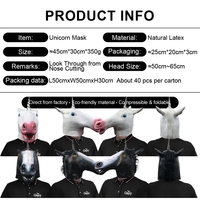 Masque de tête complet Licorne Arc-en-ciel en Latex, Costume de visage d'animal fantastique pour Halloween, Fête d'anniversaire, Cosplay, Personnalisable