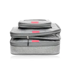 Compression Travel Organizers Packing Cubes Stylish Wrinkle Free 3 Pack Unisex Fashionable Luggage Handbags Letter Zipper CN;FUJ