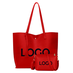 Set di Borse Personalizzate con Logo Stampato, Colore <span class=keywords><strong>Bordeaux</strong></span>, in Pelle Vegana, Set di 2 Pezzi, <span class=keywords><strong>Borsa</strong></span> a Mano e <span class=keywords><strong>Borsa</strong></span> a Tracolla per <span class=keywords><strong>Donna</strong></span> - Product Image 3
