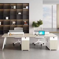 Modernes Büro-Schreibtisch-Set aus MFC-Holz für 2, 4, 6, 8 Personen für Mitarbeiter, Direktoren, Manager, Personal mit Modularer Trennwand