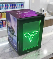 Équipement de réfrigération commerciale, mini-réfrigérateur de présentation pour boissons énergisantes, porte vitrée et logo LED personnalisé