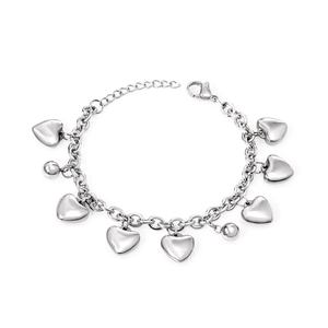 Stainless Steel Silver Chain <b>Bracelet</b> Design Women Heart Pendant Chain <b>Bracelet</b> Bangles for <b>Girl</b> - Product Image 2