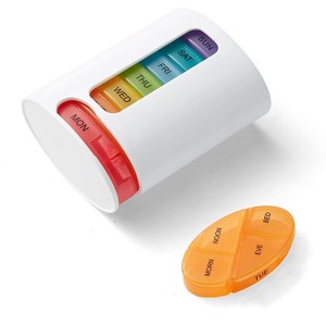 Organisateur de pilules écologique pour voyage, 7 jours, 4 compartiments, boîte à médicaments en plastique arc-en-ciel, étuis de rangement hebdomadaire pour pilules - Product Image 1