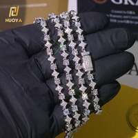 NUOYA Bracelet Chaîne Tennis en Argent Sterling 925 Forme Étoile 6 mm pour Femme, Bracelet Moissanite VVS Brillant, Bijoux Fins