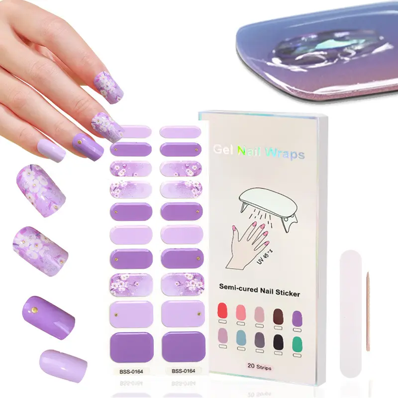 New Gel Nail Wraps Selbst klebendes UV Gel 20 Aufkleber Nagelst reifen Semi Cured Gel Nail Sticker