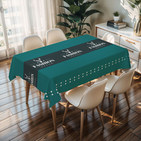 Nappe carrée en PVC RNPT à imprimé étoiles artistiques bleu sarcelle, facile à nettoyer, pour terrasse, intérieur et banquets