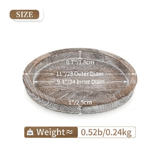 Vassoio di Servizio Rustico in Legno Rotondo, Vassoio Decorativo in Legno, Portacandele - Product Image 3