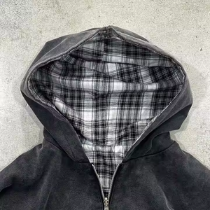 Tùy Chỉnh 500gsm 100% Cotton Pháp Terry Có Thể Đảo Ngược Zip Áo Trọng Lượng Nặng Áo Thêu Hai Mặt Của Người Đàn Ông Cổ Điển Áo - Product Image 6