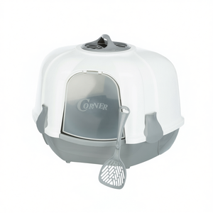 Arenero esquinero para gatos 60x43x52 cm gris claro granito con pala - Product Image 2