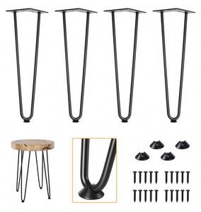 Meilleures pattes de table en fer noir de 16 pouces, 2 tiges, pour table basse, salon, appartement, atelier, hôpital, usage extérieur - Product Image 4