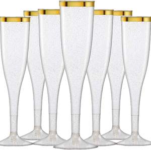 Petites peluches de toast à Champagne jetables en plastique, 4.5 OZ, 1 pièce, bordure dorée, paillettes, bon marché, élégant - Product Image 3