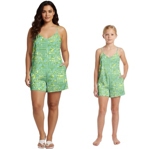 Trajes enterizos sexys para mujer, body personalizado con estampado tribal samoano y fijiano, monos para niñas, conjuntos <span class=keywords><strong>de</strong></span> mamá e hija, shorts hawaianos. - Product Image 1