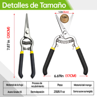 Gunting Pangkas Baja Karbon 55 untuk Tangan Kanan dengan Gagang Karet untuk Kebun, Pohon Buah, Bunga, Tanaman, Gunting Bypass dengan Lubang 4.5cm