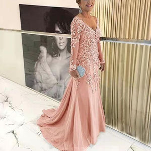 Elegantes <span class=keywords><strong>Vestidos</strong></span> <span class=keywords><strong>de</strong></span> Noche para <span class=keywords><strong>Madrina</strong></span> en Azul Plateado 2022 Manga Larga Cuello en V <span class=keywords><strong>Vestidos</strong></span> <span class=keywords><strong>de</strong></span> Invitada <span class=keywords><strong>de</strong></span> <span class=keywords><strong>Boda</strong></span> Nuevos - Product Image 5