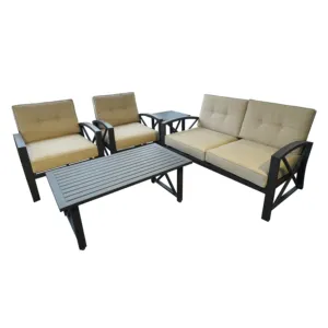 4 Pieces Outdoor Couch Modern Garden hotel patio leisure home Metal steel brown Furniture Sets Sofas