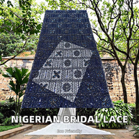 Tissus en dentelle perlée à sequins HFX Nigeria, écologiques, pour robes de mariée et sacs de soirée 2026, référence 6477