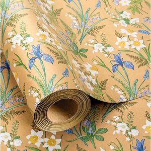 Papel de Regalo Floral Kraft MAYPLUSS, 17 Pulgadas x 16.5 Pies, Elegante Papel de Regalo con Diseño de Prado, Estilo Boho, Flores de Acuarela - Product Image 1