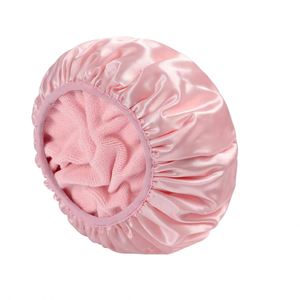 Bonnet de Douche en Satin Triple Couche Imperméable et Ajustable avec Logo Personnalisé, Grand Format Unisexe, Quatre Saisons, pour Voyage, Sport, Adultes - Product Image 1