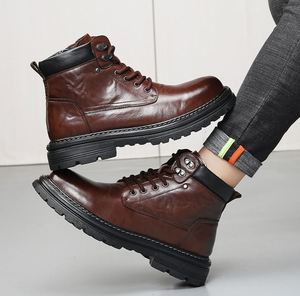 2026 Viral Men's Full-Grain Leather Ankle <b>Boots</b> | Winter Fur-Lined Waterproof Lightweight Workwear High-Top Design for <b>Boots</b> - Product Image 5