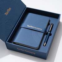 Boîte magnétique personnalisée et boîte cadeau bleue pour cadeau promotionnel, papier bleu élégant
