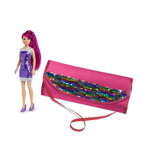 Poupée de mode avec sac à main rose à paillettes, 27 cm, jouet en plastique de luxe à piles pour filles de 5 à 7 ans - Product Image 3
