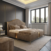 Lit King Size en Tissu Rembourré avec Rangement pour Hôtels - Ensemble de Meubles de Chambre à Coucher Modernes en Pin de Luxe