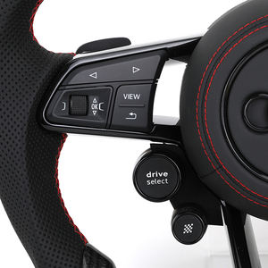 Con pulsante R8 volante in carbonio mezza pelle traforata per <span class=keywords><strong>Audi</strong></span> A3 A4 A5 <span class=keywords><strong>A6</strong></span> A7 S3 B9.5 S4 S5 B8 B9 RS3 RS5 RS7 Q7 Q5 SQ5 - Product Image 4