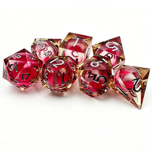 Transparent Red Fluid Chamber Sharpened Resin RPG <b>Dice</b> White Numerals Custom Gift Packaging For Game Retail Stores - Product Image 5