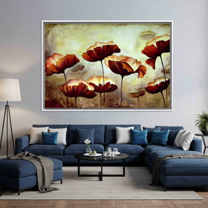 Modern Floral Canvas Print: Elegant <b>Flower</b> Painting Decor,WHITE FRAMED CANVAS - Product Image 3