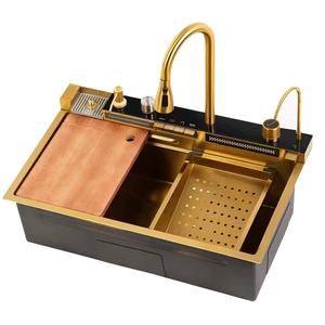 <span class=keywords><strong>Évier</strong></span> de cuisine intelligent en acier inoxydable 304 couleur or noir avec affichage numérique et fonction <span class=keywords><strong>cascade</strong></span> de lavage de tasses - Product Image 5