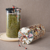 Pot de conservation alimentaire personnalisé en verre borosilicate transparent à large ouverture, vide, 500ml, 750ml, 1000ml, avec couvercle en bambou