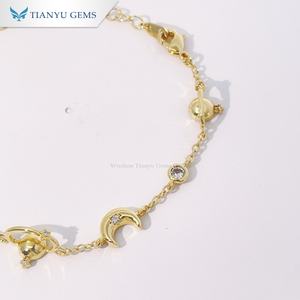 Tianyu Gems Exquisite Gold Copper Zircon Bracelet with Star Moon Charms Trendy Ladies <b>Fashion</b> <b>Accessory</b> - Product Image 3